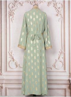 إسكدنيا إمرأة مسلمة Abaya حارّ ختم مساء ثوب مع حزام سير عربيّة ماكسي ثوب  - Image 2