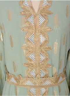 إسكدنيا إمرأة مسلمة Abaya حارّ ختم مساء ثوب مع حزام سير عربيّة ماكسي ثوب  - Image 3
