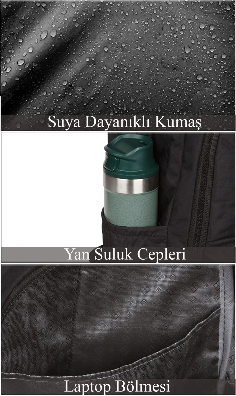 Avca Black Unisex Backpack Water Resistant Crinkle Fabric Large Size School and Travel Backpack
