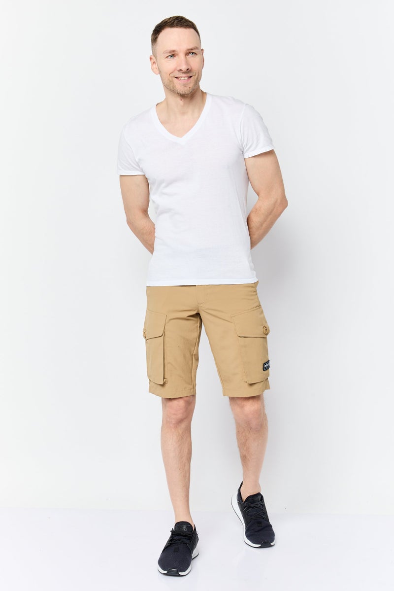 adidas Originals Men Sportswear Fit Training Cargo Shorts, Tan  - Image 3
