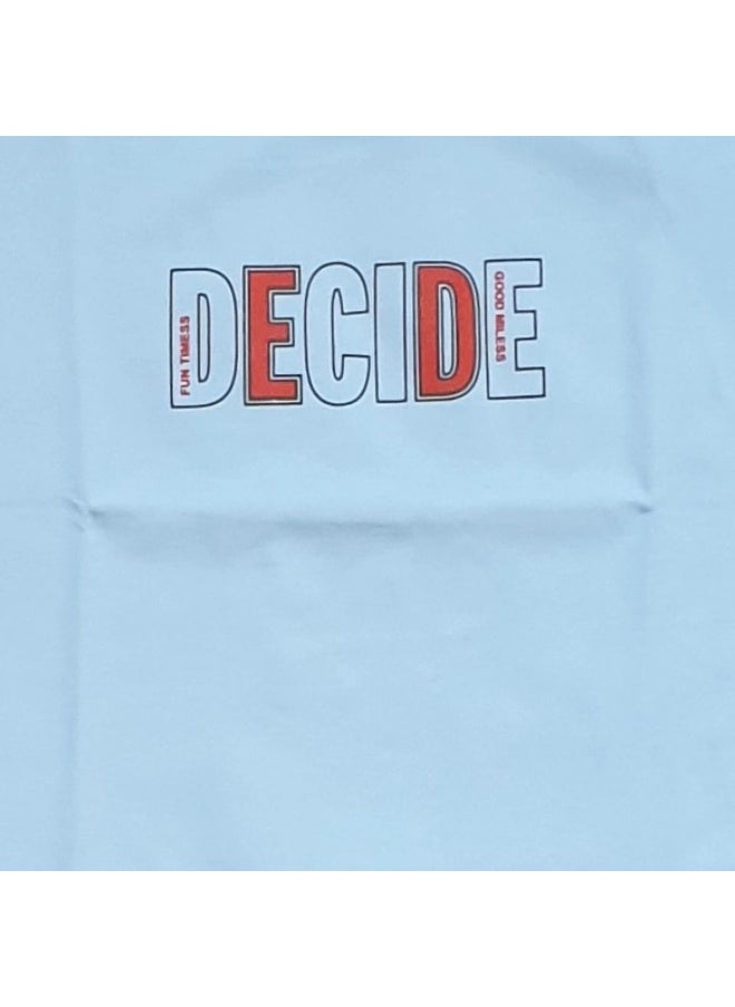 ZAIN GOLDEN Euphoric Shirt with Graphic "DECIDE" on Long Sleeves ID2068 (Color: Light Blue) (Size: 4-5 Years)  - Image 2