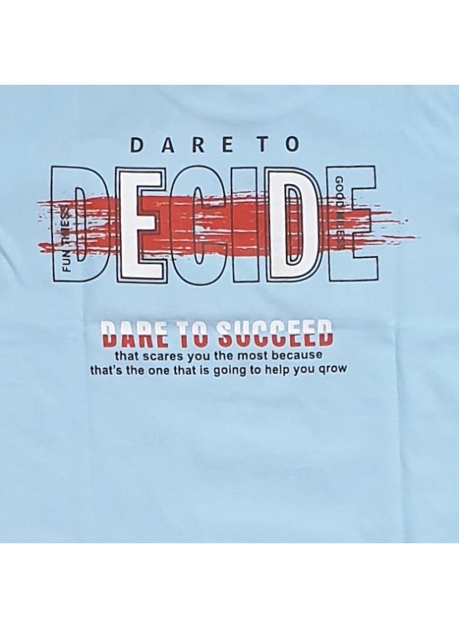 ZAIN GOLDEN Euphoric Shirt with Graphic "DECIDE" on Long Sleeves ID2068 (Color: Light Blue) (Size: 4-5 Years)  - Image 3