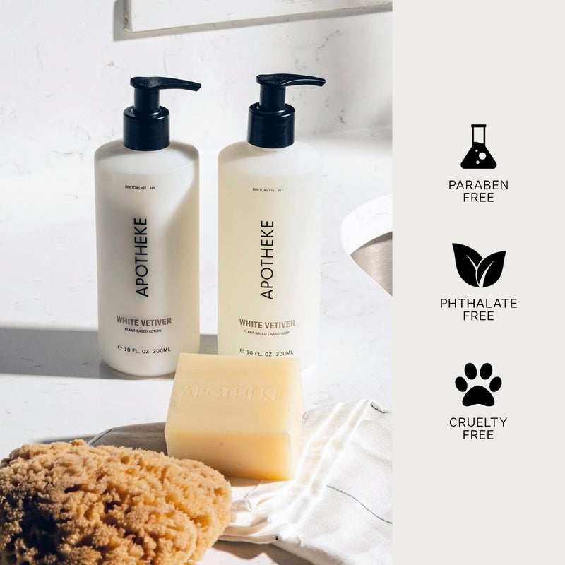 Apotheke Scented Hand & Body Lotion, White Vetiver - 10 Fl Oz Nourishing Body Moisturizer Cream for Dry Skin - Gentle Daily Skincare for Men & Women with Natural Ingredients, All Skin Types - Image 5