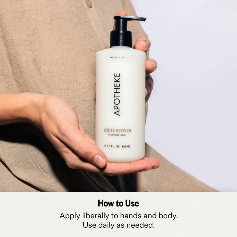 Apotheke Scented Hand & Body Lotion, White Vetiver - 10 Fl Oz Nourishing Body Moisturizer Cream for Dry Skin - Gentle Daily Skincare for Men & Women with Natural Ingredients, All Skin Types - Image 4