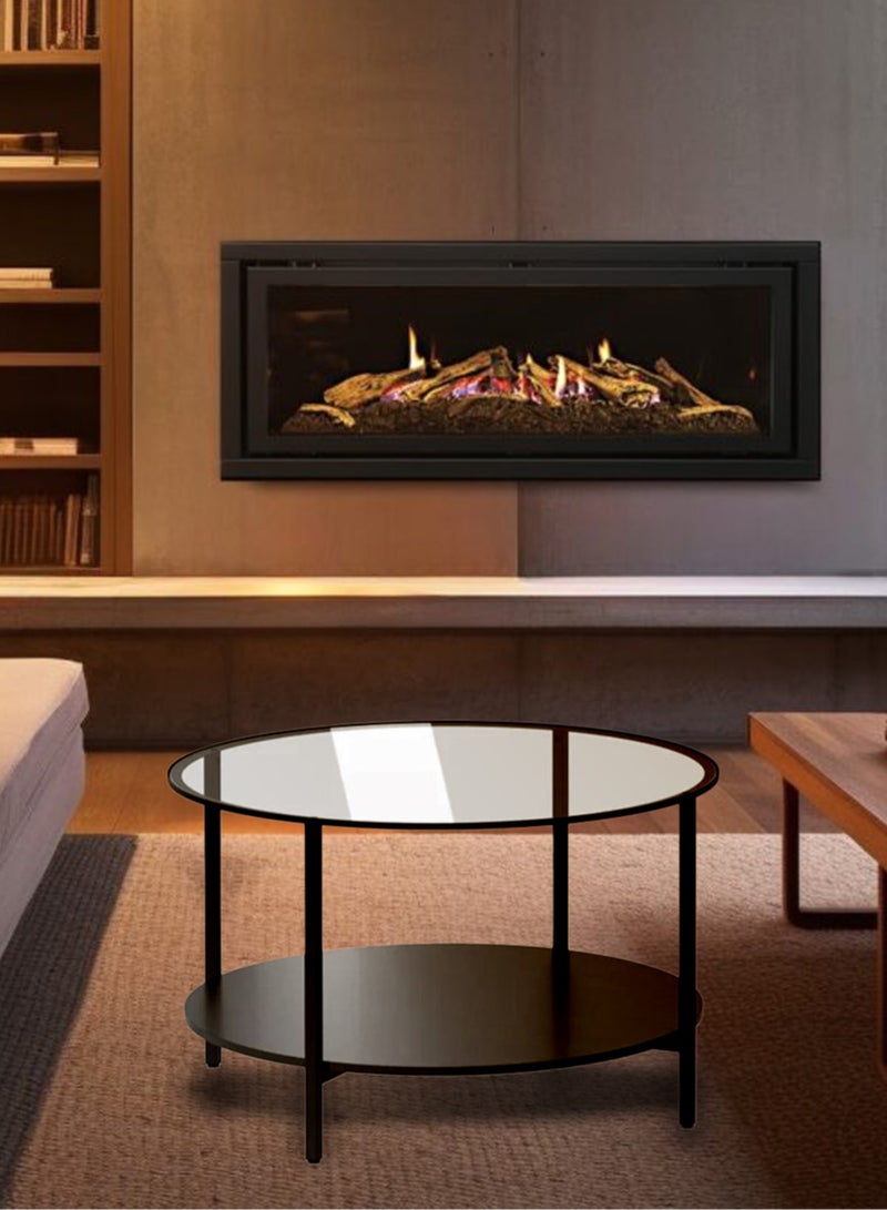EXPERT Modern Glass Coffee Table,2 Layers Round Side Table,Living Room Center Table-EI-101 - Image 5