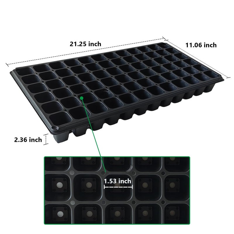RooTrimmer Deep 72 Cell Seedling Trays, Thick Durable 72 Cell Plug Tray Big Cell Seed Trays for 1020 Flat Trays Germination (10-Pack, 21.25"Ã—11", 2.36" Height, High) - Image 2