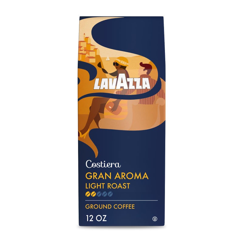 Lavazza Costiera Gran Aroma Ground Coffee 12oz Bag, Light Roast, Smooth and Aromatic Taste, Intensity 2/5, 100% Arabica, Ideal for Drip Brewers, (Pack of 1) - Package May Vary - Image 1