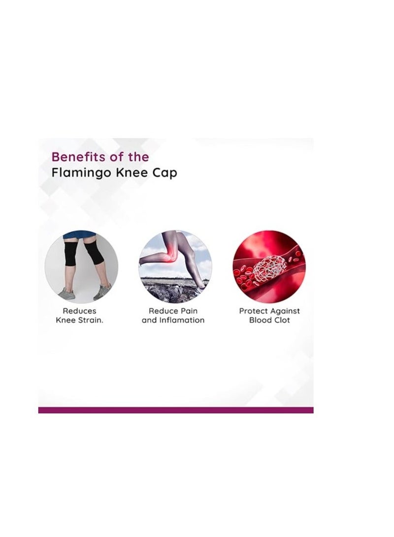 Flamingo Knee Cap | knee cap support pair for sports, joint pain relief, Athletics | Knee Cap for Men and Women | Color-Black | Size-XL - Image 2