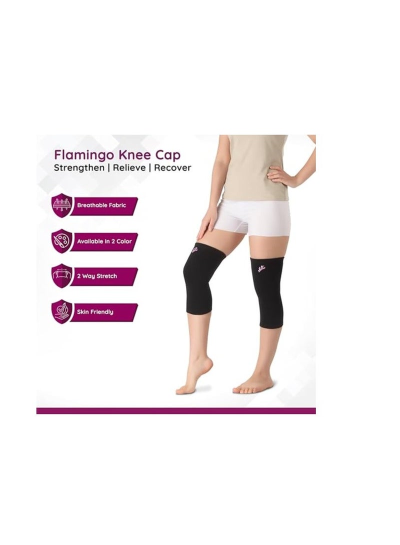 Flamingo Knee Cap | knee cap support pair for sports, joint pain relief, Athletics | Knee Cap for Men and Women | Color-Black | Size-XL - Image 5