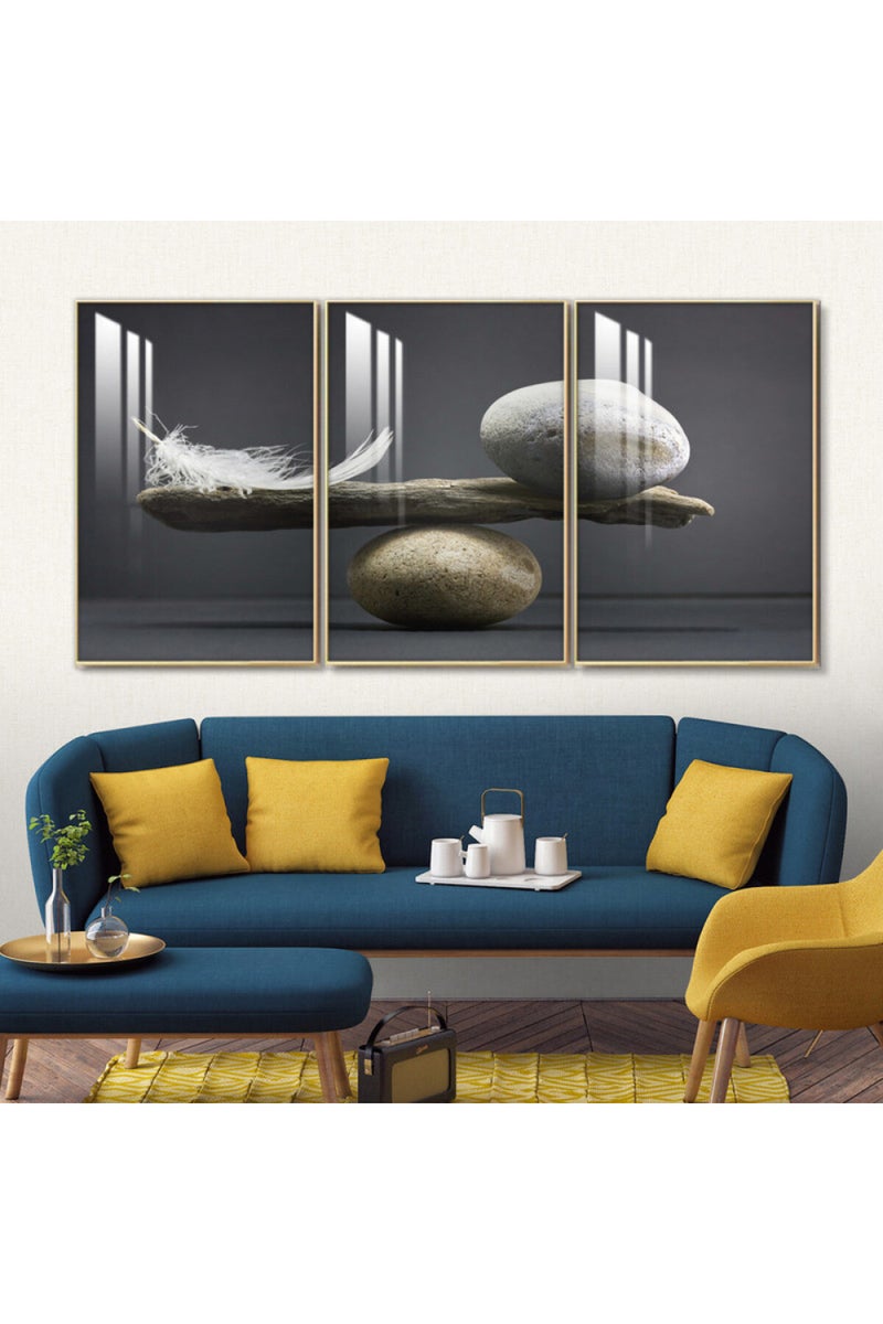 ماركتنا ثلاث لوحات جدارية خشبية بإطار وطبقة أكريليك شفافة - Image 1