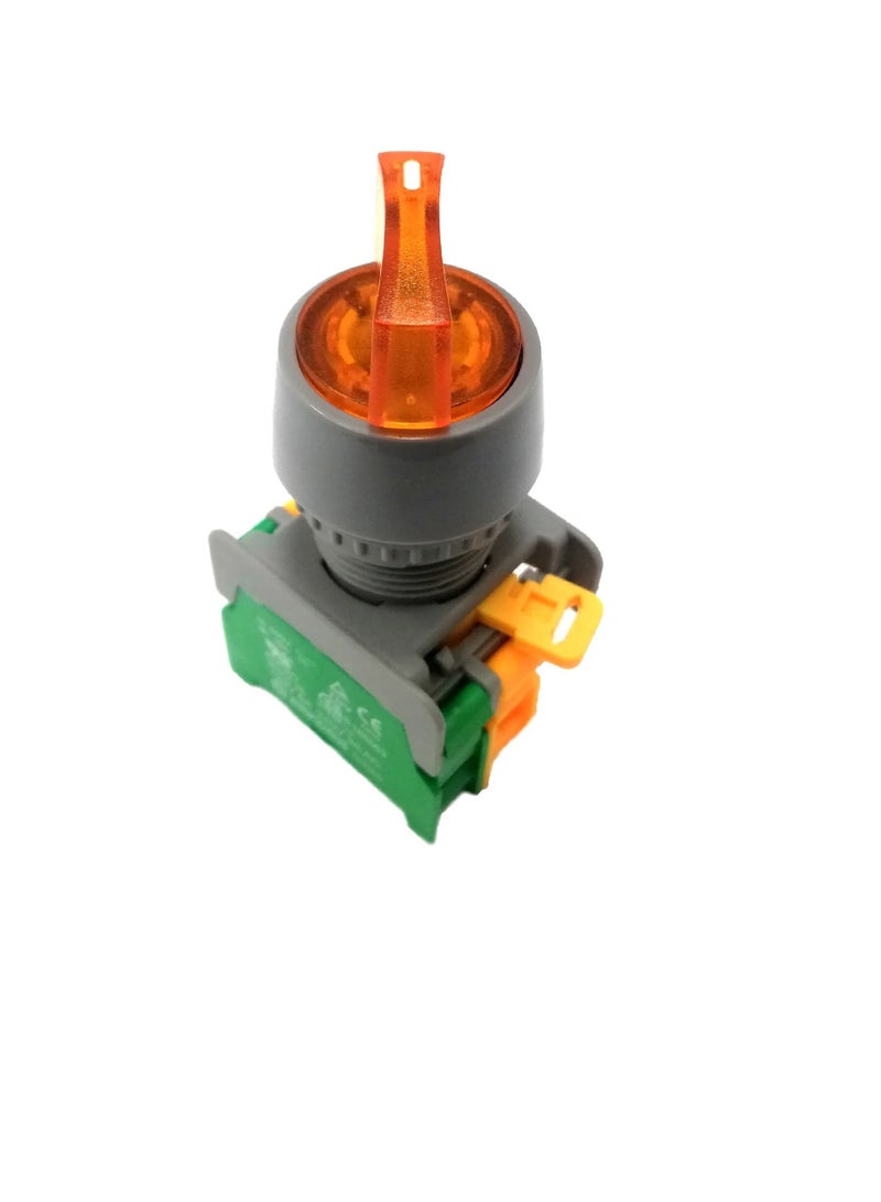 2 Position Illuminated Selector Switch Yellow IP65 GSL22-2 24V - Image 1