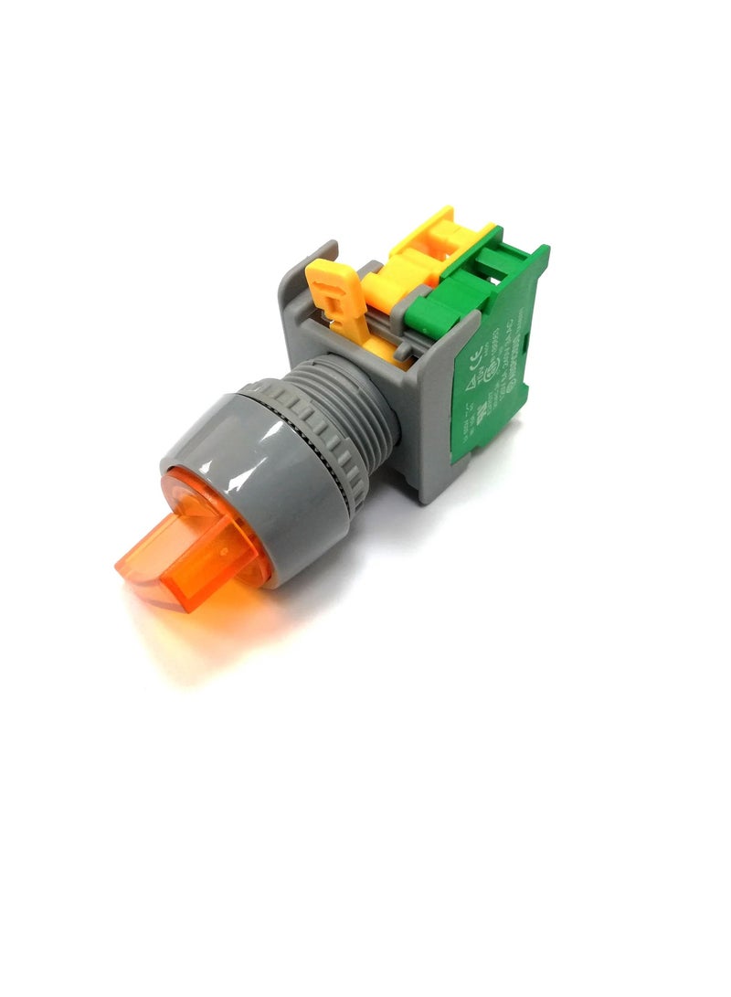 2 Position Illuminated Selector Switch Yellow IP65 GSL22-2 24V - Image 3