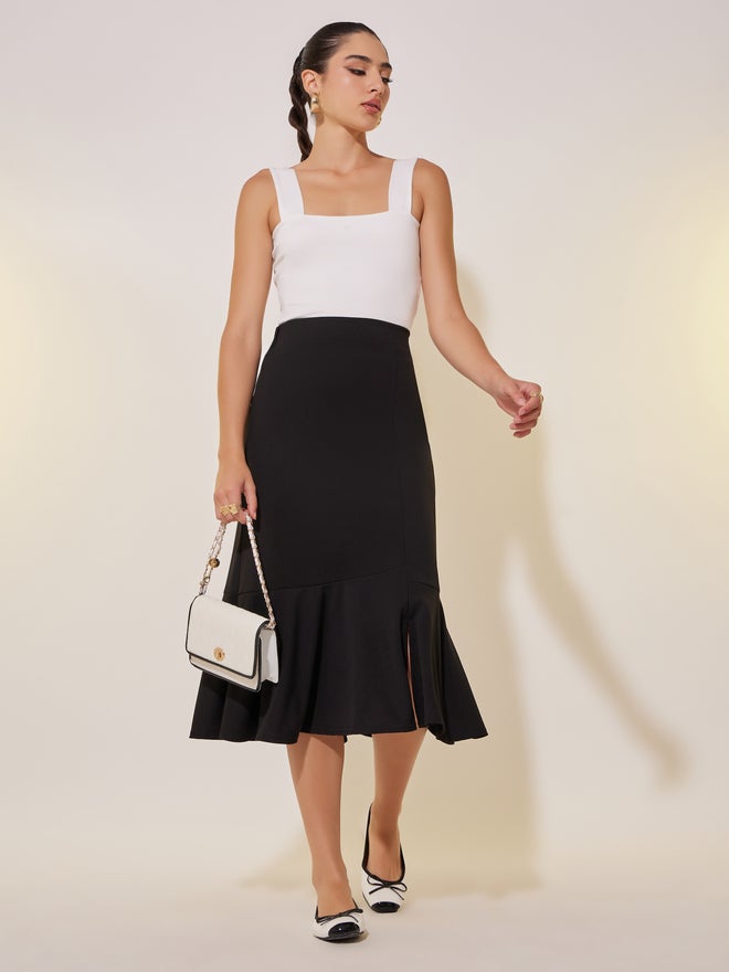 Take Two Take Two Solid A-Line Midi Skirt  - Image 1