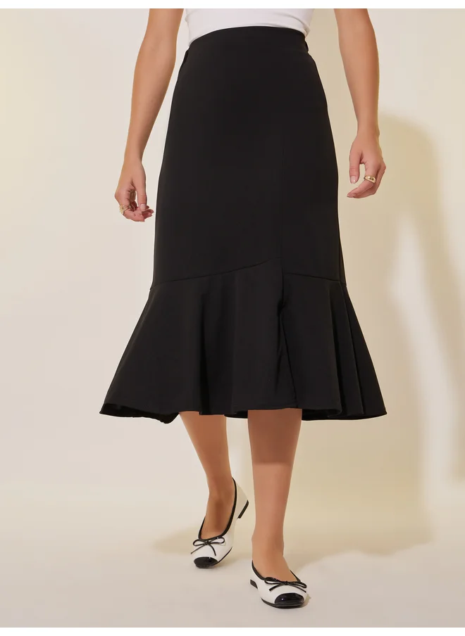 تايك تو Take Two Solid A-Line Midi Skirt