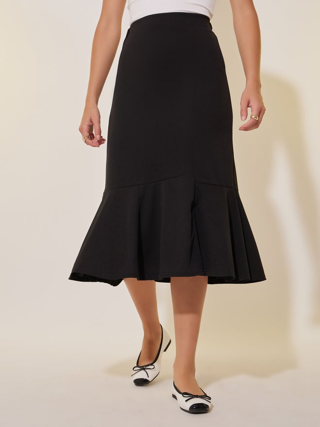 Take Two Take Two Solid A-Line Midi Skirt  - Image 2