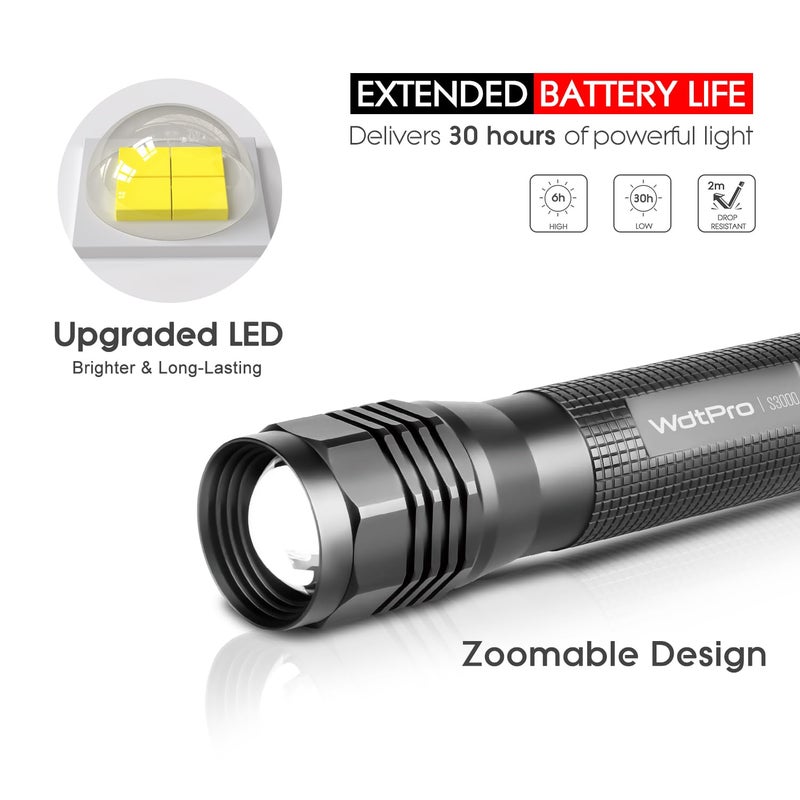 WdtPro High-Powered LED Flashlight S3000, Super Bright Flashlights - High Lumen, IP67 Water Resistant, 3 Modes and Zoomable for Camping, Emergency, Hiking, Gift - Image 4