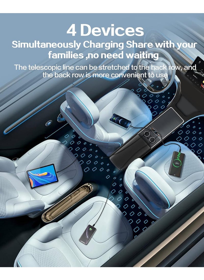 Generic - USB Charger Multi Port for 2021 2022 2023 Tesla Model 3/Y , Multifunctional Accessories with Logo and Retractable Cable,Tesla hub 100% Fit Center Console Adapter - Image 1