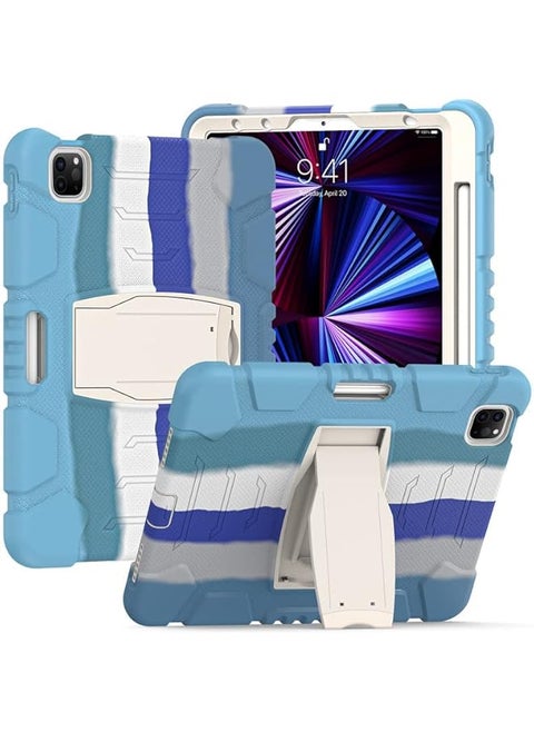 Samsung Tab S6 T860 T865 With Support Durable Hybrid Shock Resistant Three Layer Silicone Protective Case For Kids Tablet Light Blue
