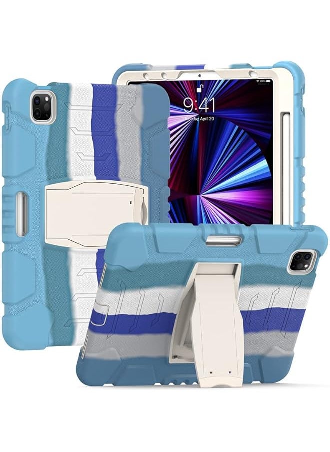 Samsung Tab S6 T860 T865 With Support Durable Hybrid Shock Resistant Three Layer Silicone Protective Case For Kids Tablet Light Blue