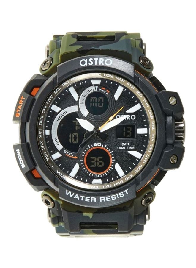 ASTRO Men Water Resistant Date Display Analog/Digital Wrist Watch A9818-PPHB - 47 mm - Green/Black - Image 1