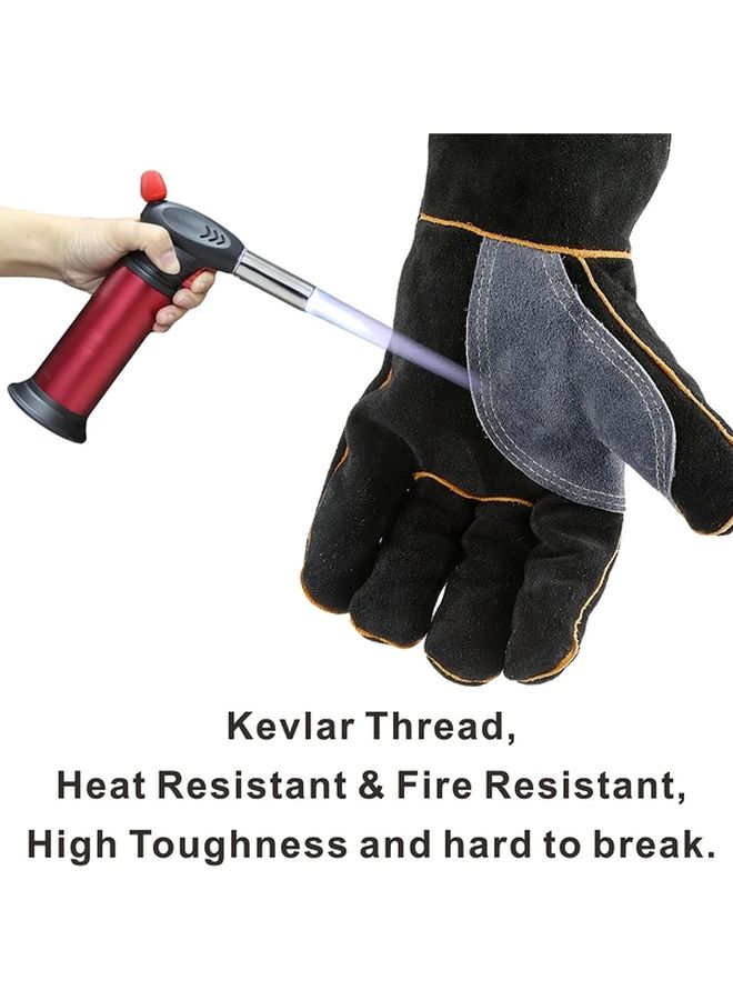 Fire And Heat Resistant Leather Gloves 16in Grey for BBQ Grill Oven Stove Welding - Image 3