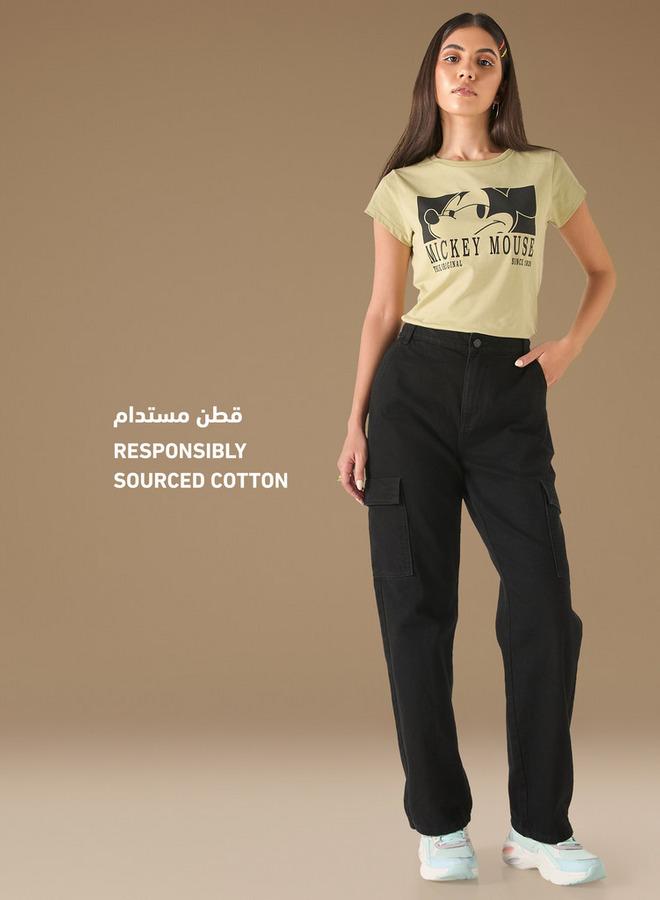 SP Characters Mickey Mouse Print Crew Neck T-shirt with Short Sleeves - Image 2