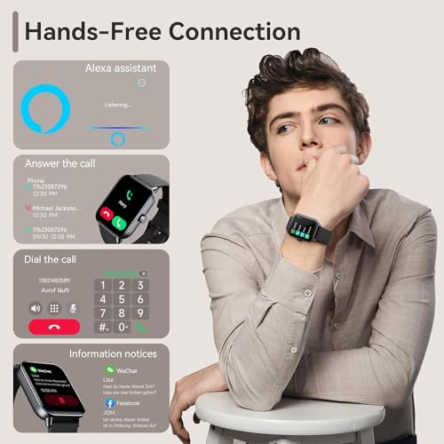 aeac Smart Watches for Men Women Answer/Make Call, Alexa Bulit-in, 1.8" HD Fitness Tracker for Android iOS, Smart Watch with IP68 Waterproof/110 Sport Modes/Heart Rate/Sleep Monitor/Calories/Pedometer - Image 2