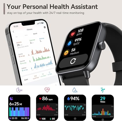 aeac Smart Watches for Men Women Answer/Make Call, Alexa Bulit-in, 1.8" HD Fitness Tracker for Android iOS, Smart Watch with IP68 Waterproof/110 Sport Modes/Heart Rate/Sleep Monitor/Calories/Pedometer - Image 3