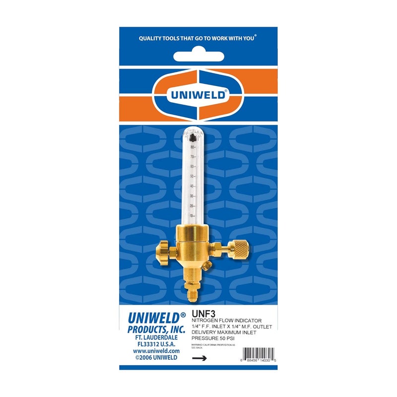 UNIWELD UNF3 Nitrogen Flow Indicator with 1/4-Inch Female Flare Inlet Connection and 1/4-Inch Male Flare Outlet Connection - Image 3