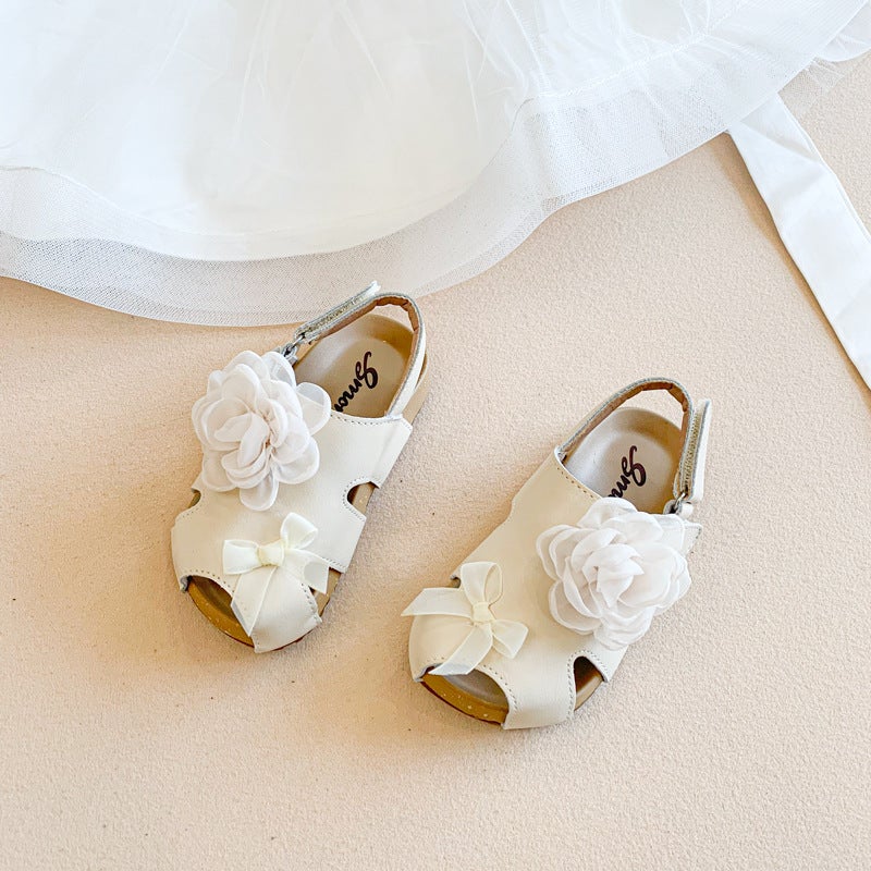 Girls' Sandals 2025 Style Baotou Flower Princess Shoes Korean Style Baby Fashion All-Match Casual Beach Shoes - Image 1