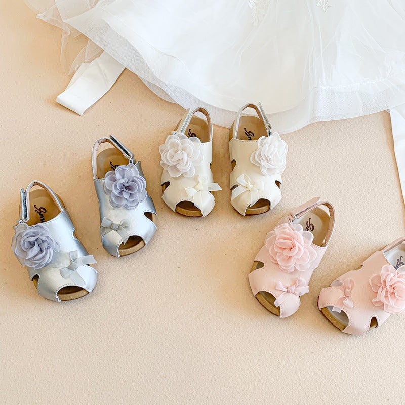 Girls' Sandals 2025 Style Baotou Flower Princess Shoes Korean Style Baby Fashion All-Match Casual Beach Shoes - Image 2