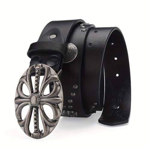OATSBAS Men's Bohemian Style Vintage Skeleton Riveted Hip Hop Punk Rock Y2K Belt (Black, 47 inch) - Image 4