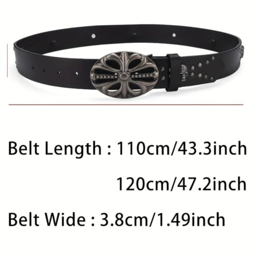 OATSBAS Men's Bohemian Style Vintage Skeleton Riveted Hip Hop Punk Rock Y2K Belt (Black, 47 inch) - Image 2