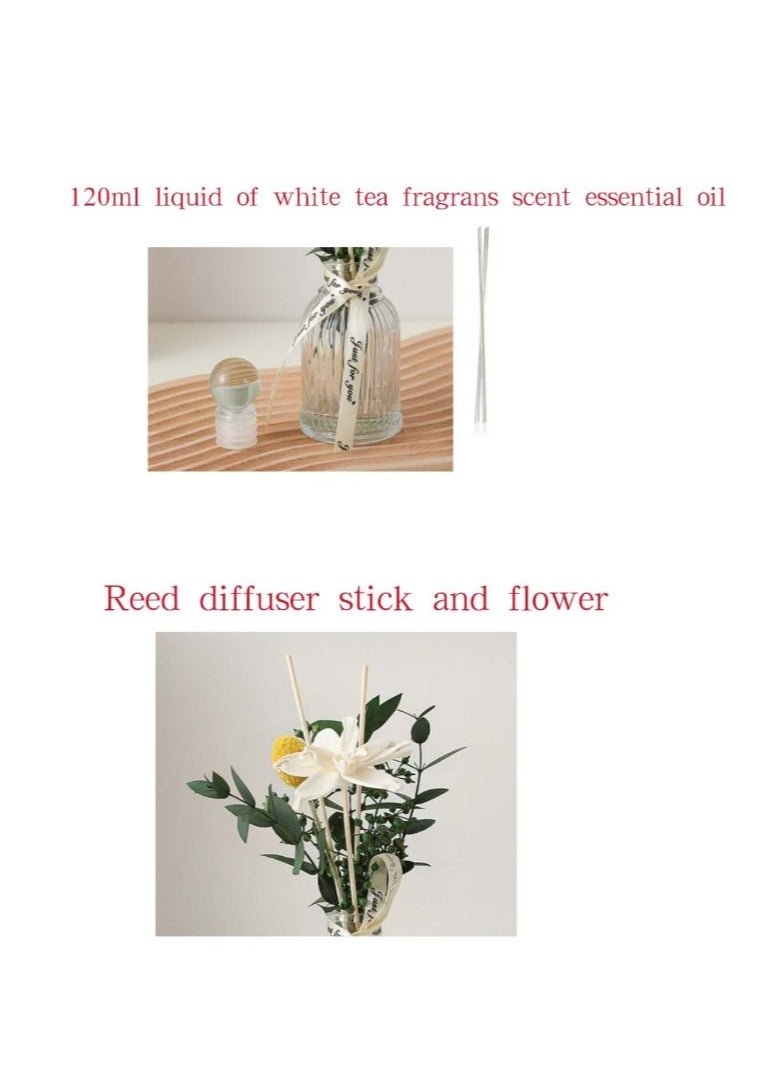 Flower Reed Diffuser Set Scent Diffuser With Sticks Home Fragrance Flower Diffuser For Home Office Bathroom Shelf Westin White Tea Fragrans Scent 120ml
