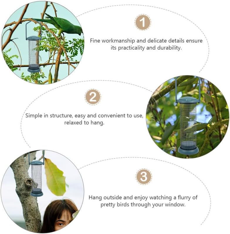 FUNOMOCYA 2pcs Outdoor Bird Feeder Grease Container Metal Bird Tube Feeder Metal Birds Feeder Food Container Suet Bird Feeder Automatic Pet Feeder Bird Resting Tool Hanging Plastic - Image 5