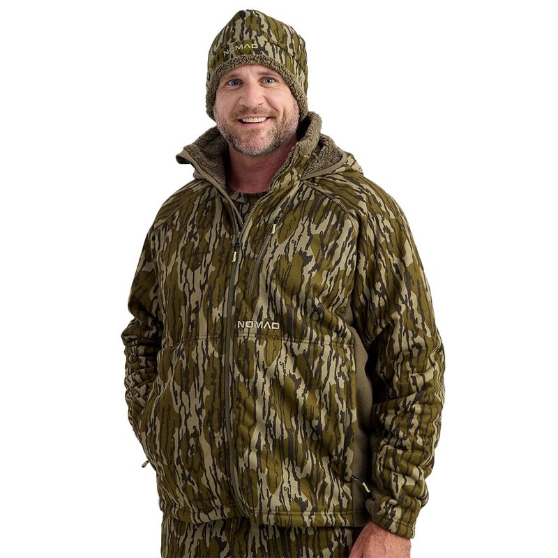 Nomad Mens Harvester VX3 Jacket - Insulated, Wind-Resistant, and Quiet Hunting Jacket for Cold-Weather Performance, Mossy Oak Bottomland Camo, Large - Image 1