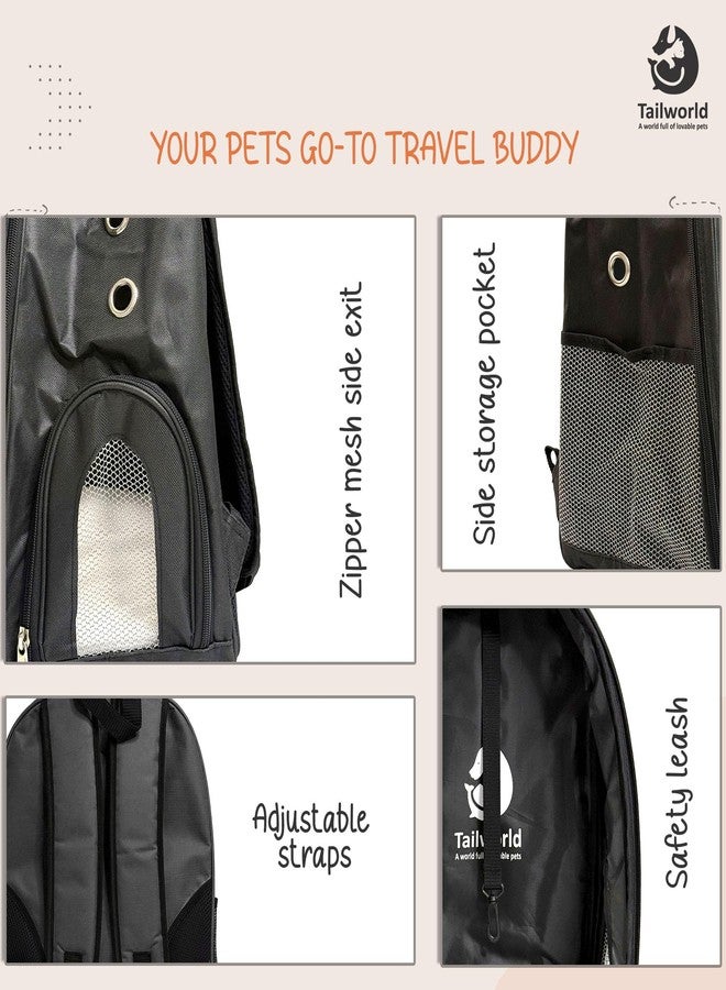 Tailworld Portable Pet Carrier Backpack for Cats & Small Dogs - Transparent Window, 9 Air Vents, Breathable Mesh, Built-in Safety Leash, Lightweight Travel Bag for Outdoor & Travel (Black) - Image 5
