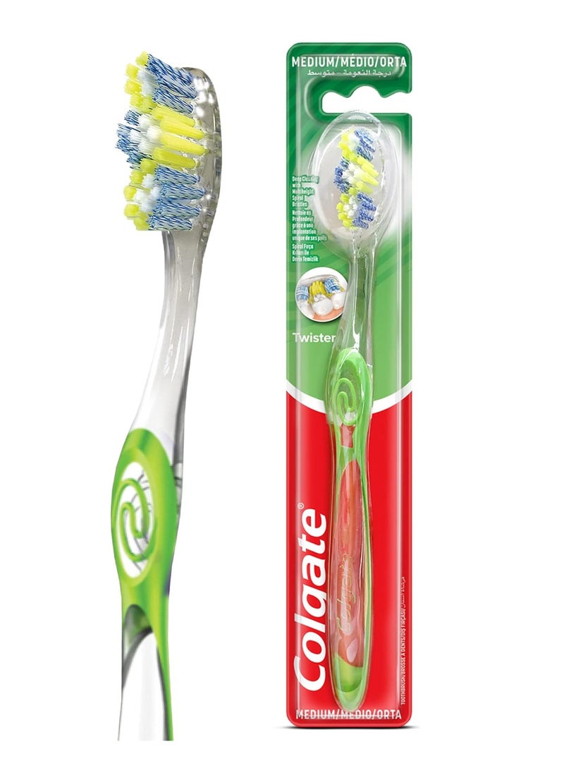Colgate - Pack Of 2 Colgate Twister Toothbrush Medium Multi Colour - Image 1
