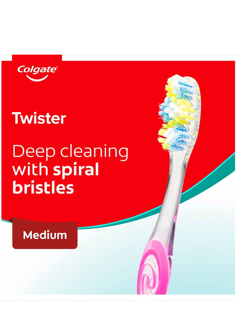 Colgate - Pack Of 2 Colgate Twister Toothbrush Medium Multi Colour - Image 1