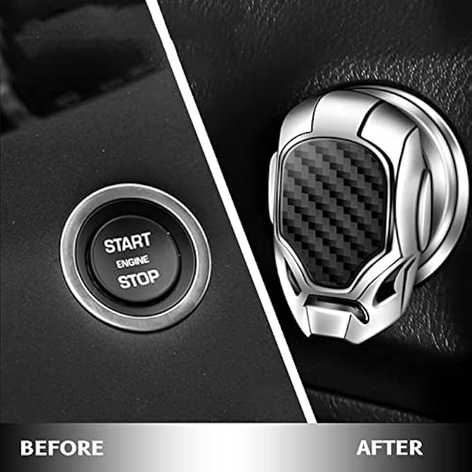 KASTWAVE Start Button Cover For Car Engine Push Start Stop Button Protective Cover Decoration Car Interior Modification Accessories Push To Start Cover Silver - Image 5