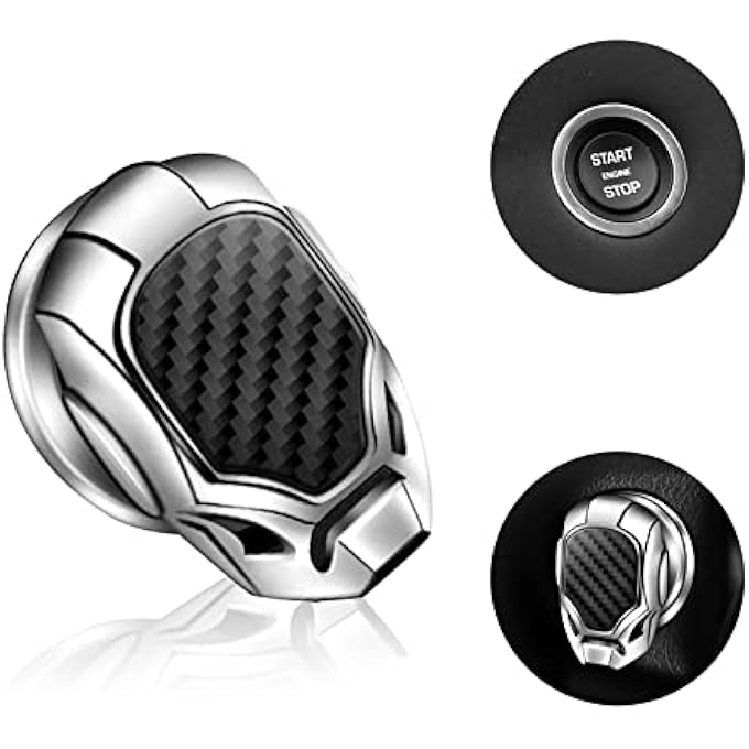 KASTWAVE Start Button Cover For Car Engine Push Start Stop Button Protective Cover Decoration Car Interior Modification Accessories Push To Start Cover Silver - Image 1