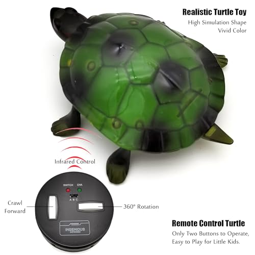 Tipmant Cute RC Turtle Remote Control Tortoise Toy Realistic Simulation Electric Electronic Animal for Cat Toddler Kids Birthday Green - Image 5