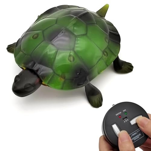 Tipmant Cute RC Turtle Remote Control Tortoise Toy Realistic Simulation Electric Electronic Animal for Cat Toddler Kids Birthday Green - Image 1