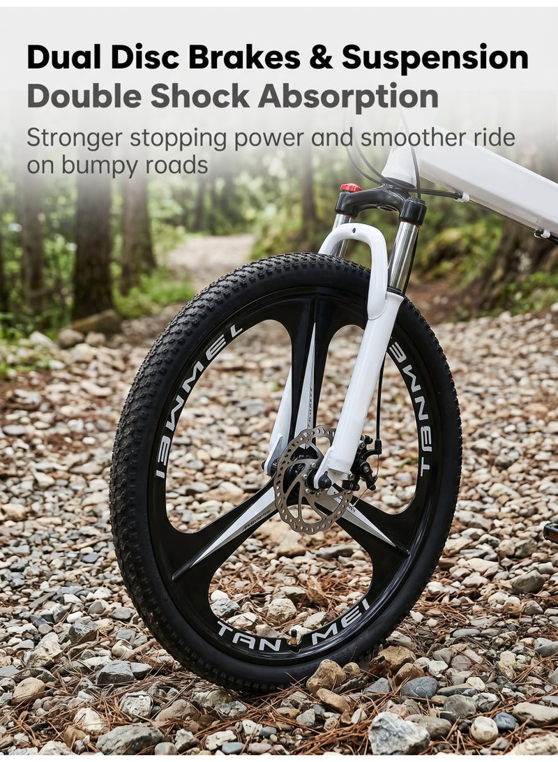 ETG 26-Inch 21-Speed Foldable Mountain Bike – High Carbon Steel Frame, 3-Blade Wheel - Image 3