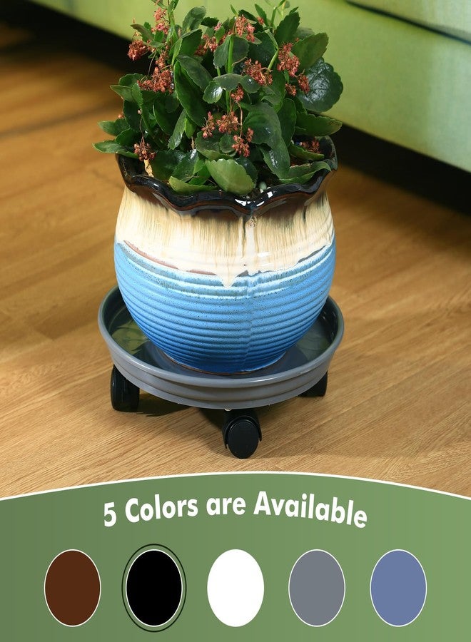 Planterhoma 6 Packs Plastic Plant Caddy with Casters 12” Plant Dolly Heavy Duty Rolling Plant Stand with Wheels for Indoor and Outdoor Large Heavy Plant Pot Rollers, Black and Grey - Image 5