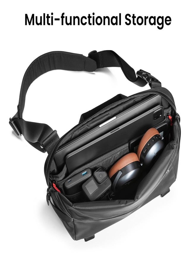 tomtoc Compact EDC Sling Bag 3L-10L, Minimalist Crossbody Bag Chest Shoulder Pack for Men Women, X-pac/Recycled Polyester, Black, L/(Fits up to 14-inch MacBook), Stylish - Image 4