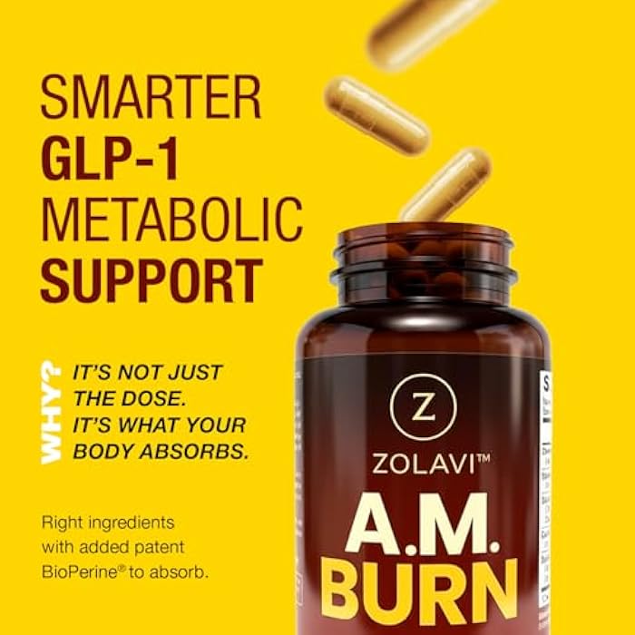 A.M. Burn GLP-1 Supplement Weight Loss Support | Berberine HCL + Chromium Picolinate + Green Tea + BioPerine | Developed by Weight Management Experts | USA Made, GMP Certified, 60 Caps - Image 2