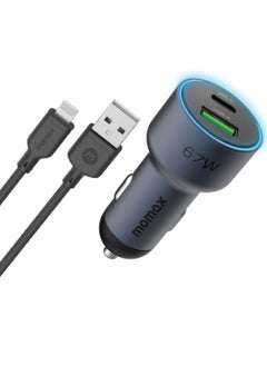 Move 67W Dual Port Car Charger with Lightning to USB-A Cable - Black