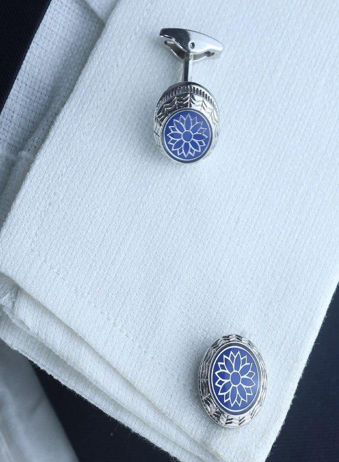 Kavove Azure Bloom Blue Cufflinks For Men - Image 4