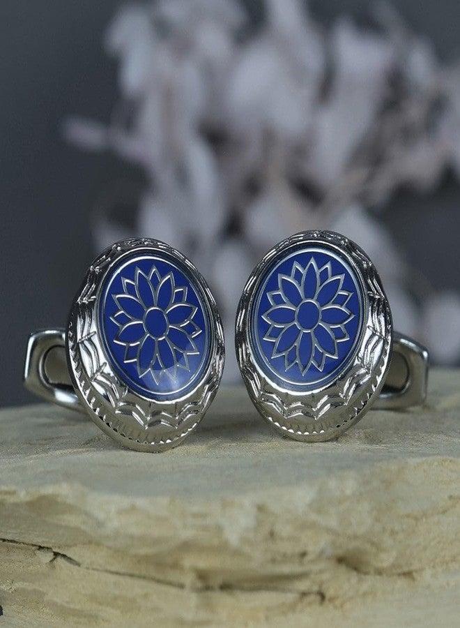 Kavove Azure Bloom Blue Cufflinks For Men - Image 2